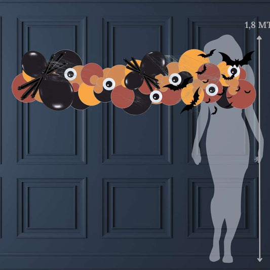 Décor de ballons Halloween (2 mt) mural en 3 variantes (Guirlande, Colonne ou Demie arche)