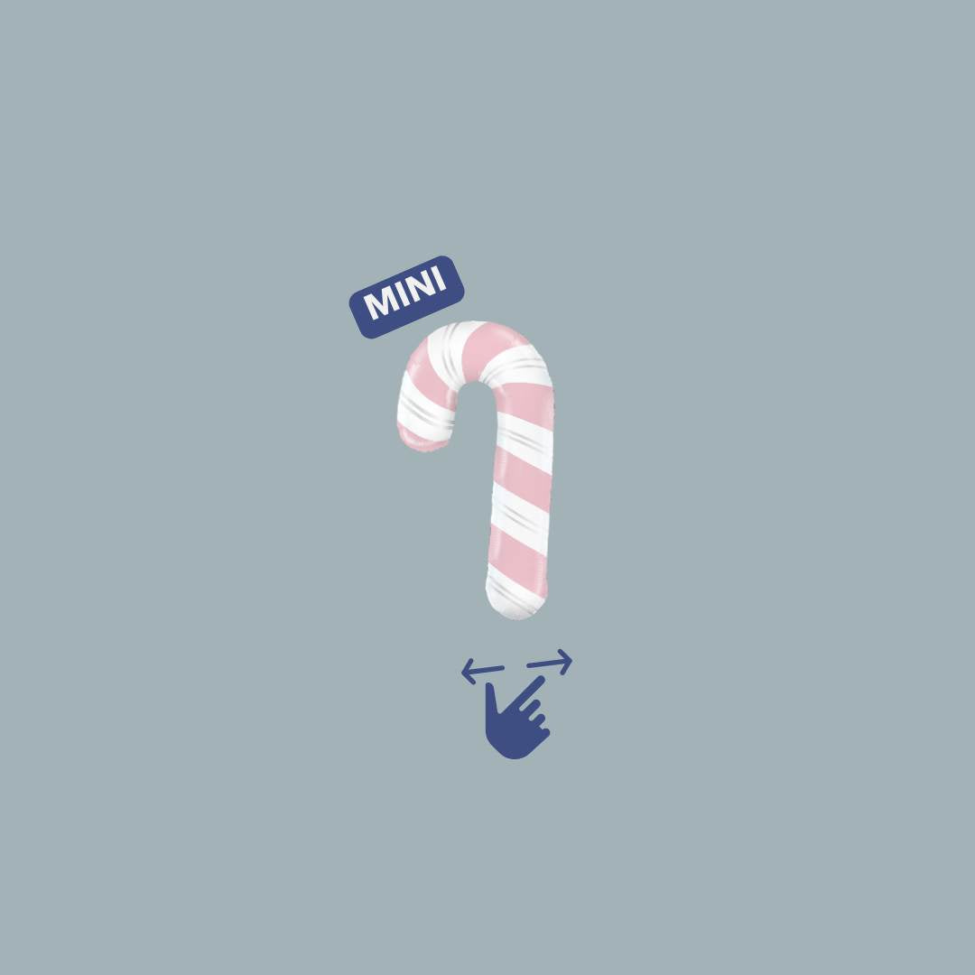Mini Sucre d'Orge Rose Air Balloon / 14 inch Pink Candy Cane Foil Balloon (1) - UNPACKAGED 14 inch Pink Candy Cane Foil Balloon (1) - UNPACKAGED