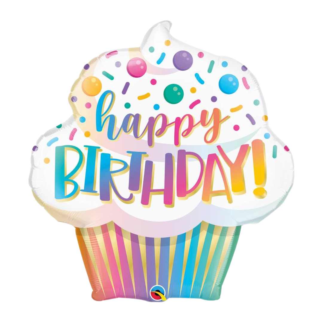 Ballon Cupcake d’anniversaire aux sprinkles ombrés - Birthday Ombre Sprinkles Cupcake
