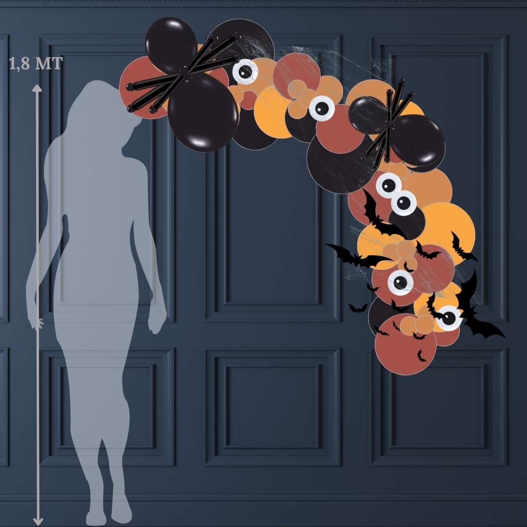 Halloween balloon decoration (2 mt) wall in 3 variations (Garland, Column or Half arch)