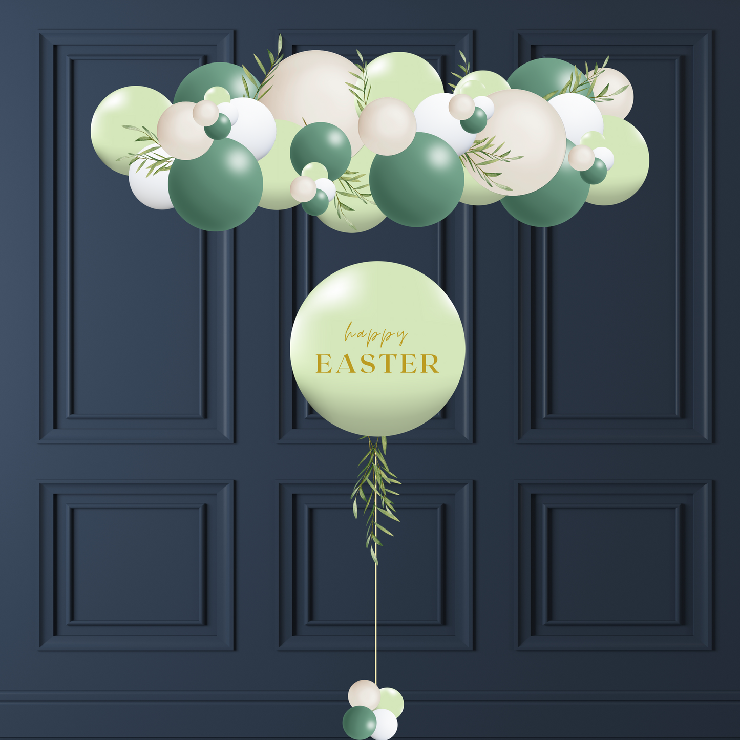Set Guirlande de ballons Aesthetic de Pâques – Tons Neutres & Verts