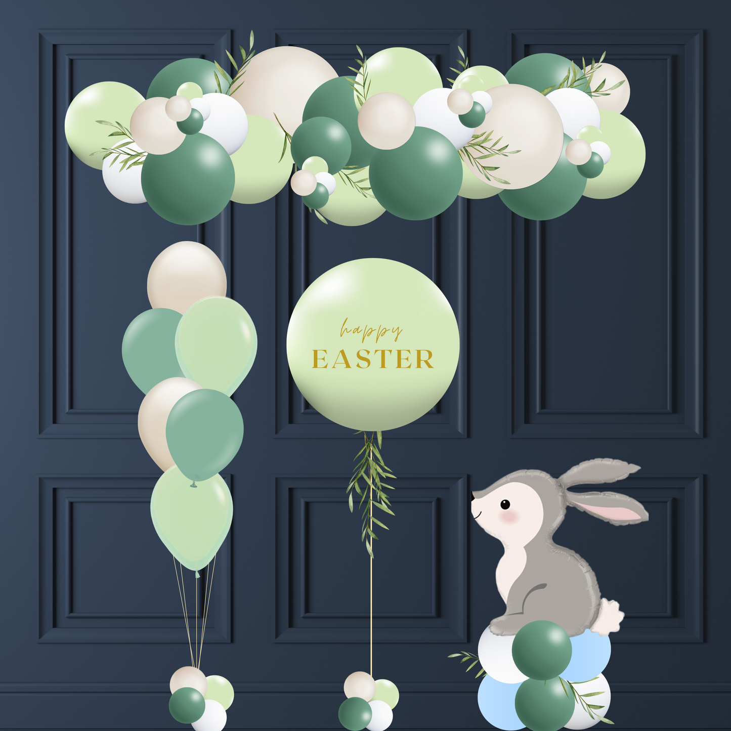 Set Guirlande de ballons Aesthetic de Pâques – Tons Neutres & Verts
