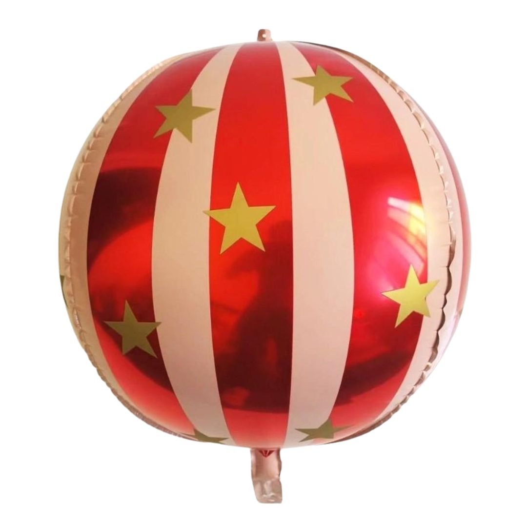 Ballon à rayures rouges et étoiles