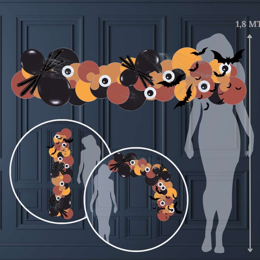 Halloween balloon decoration (2 mt) wall in 3 variations (Garland, Column or Half arch)