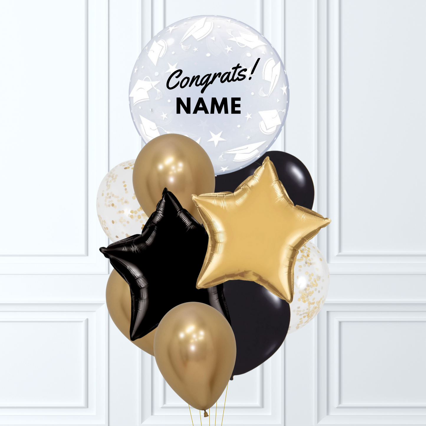 Personnalised Graduation Maxi Bouquet Black & Gold