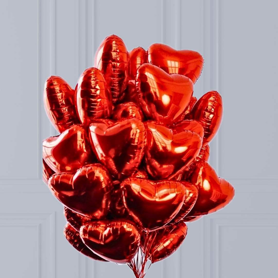 "Wow" Bouquet of Heart Balloons (35 pcs) with helium