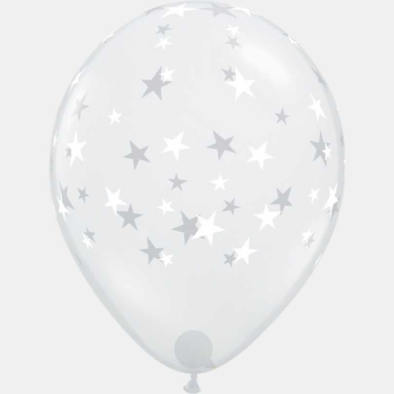 Latex Ballon Contempo Stars White 28 cm