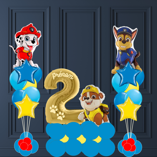 Set Ballons Anniversaire Pat'Patrouille avec chiffre (au choix) Personnalisé