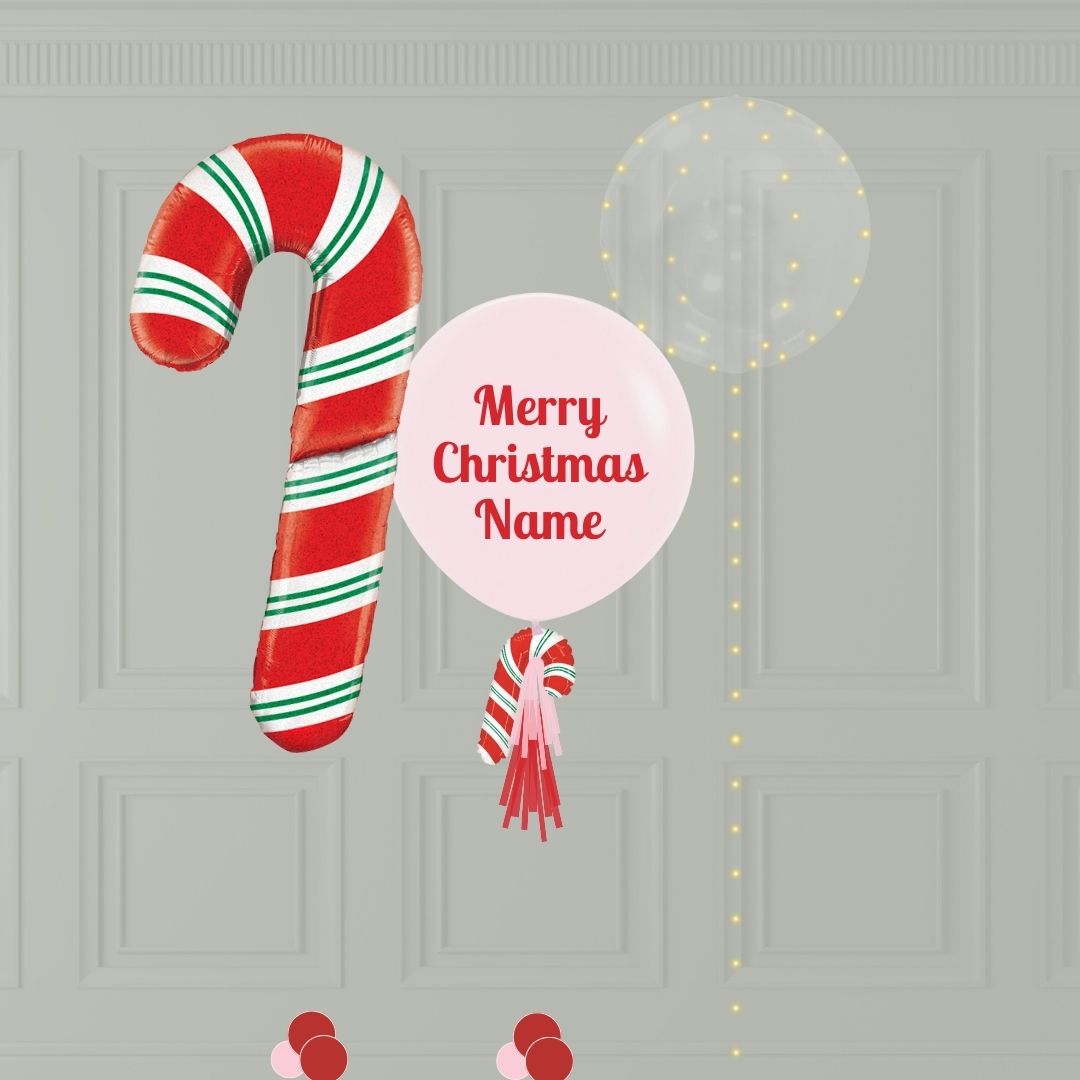 Balloon set with personalized text "Pink Christmas Special Delivery"