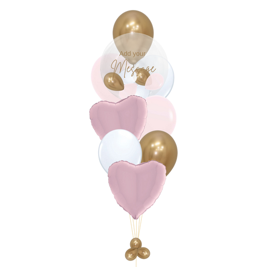 Balloon bouquet with small personalized bubble balloon