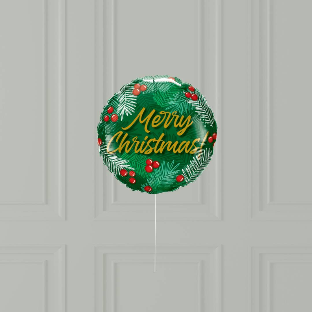 Ballon Vert "Merry Christmas" à l'hélium