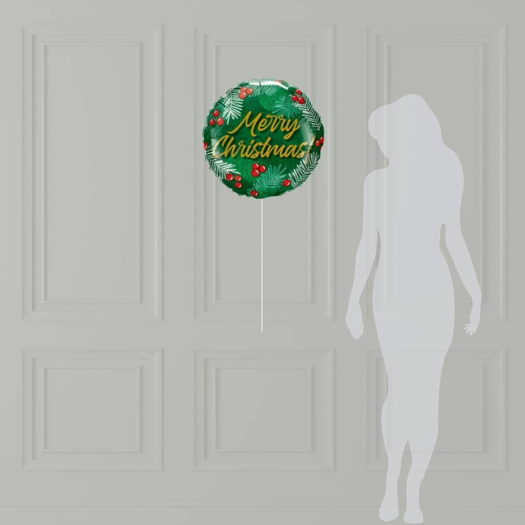 Ballon Vert "Merry Christmas" à l'hélium