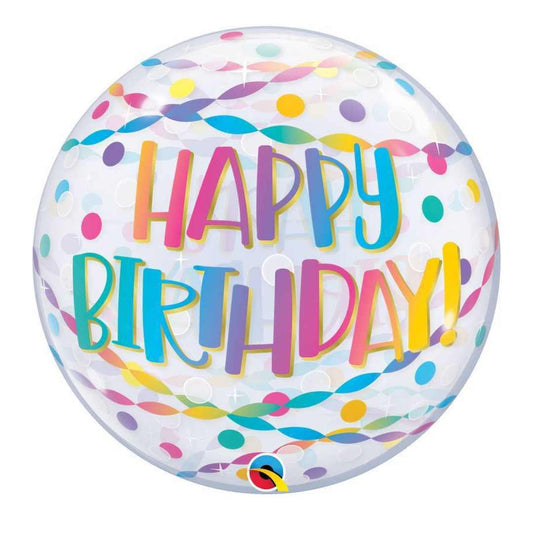 Ballon Bulle simple, confettis et serpentins d’anniversaire -Single Bubble, Birthday Confetti Streamers