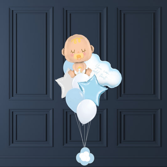 Geburtsballonstrauß „Blauer Himmel“