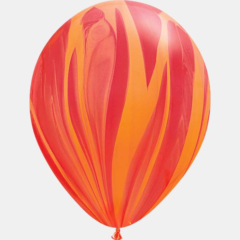 Ballon en latex rouge orange arc en ciel superagate