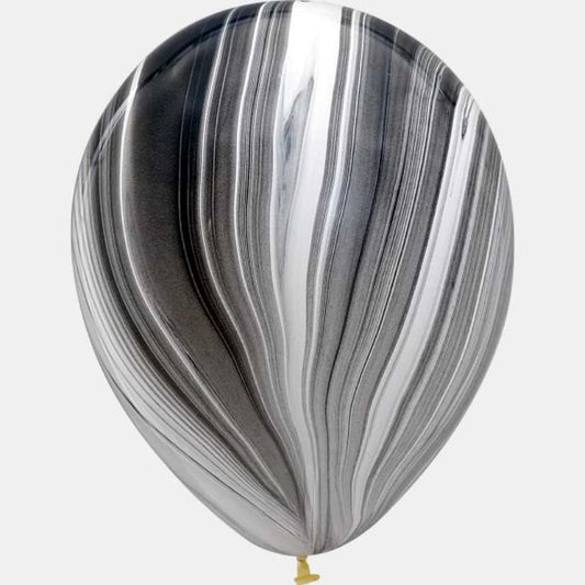 Ballon en latex Black, White SuperAgate 28 cm