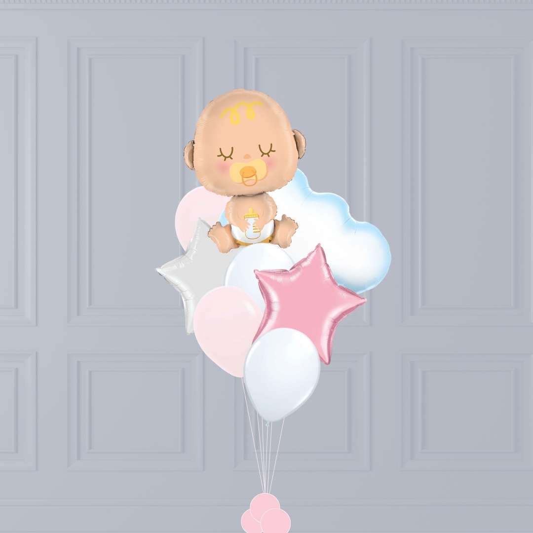 Bouquet de ballons Bébé à l'hélium (Rose)