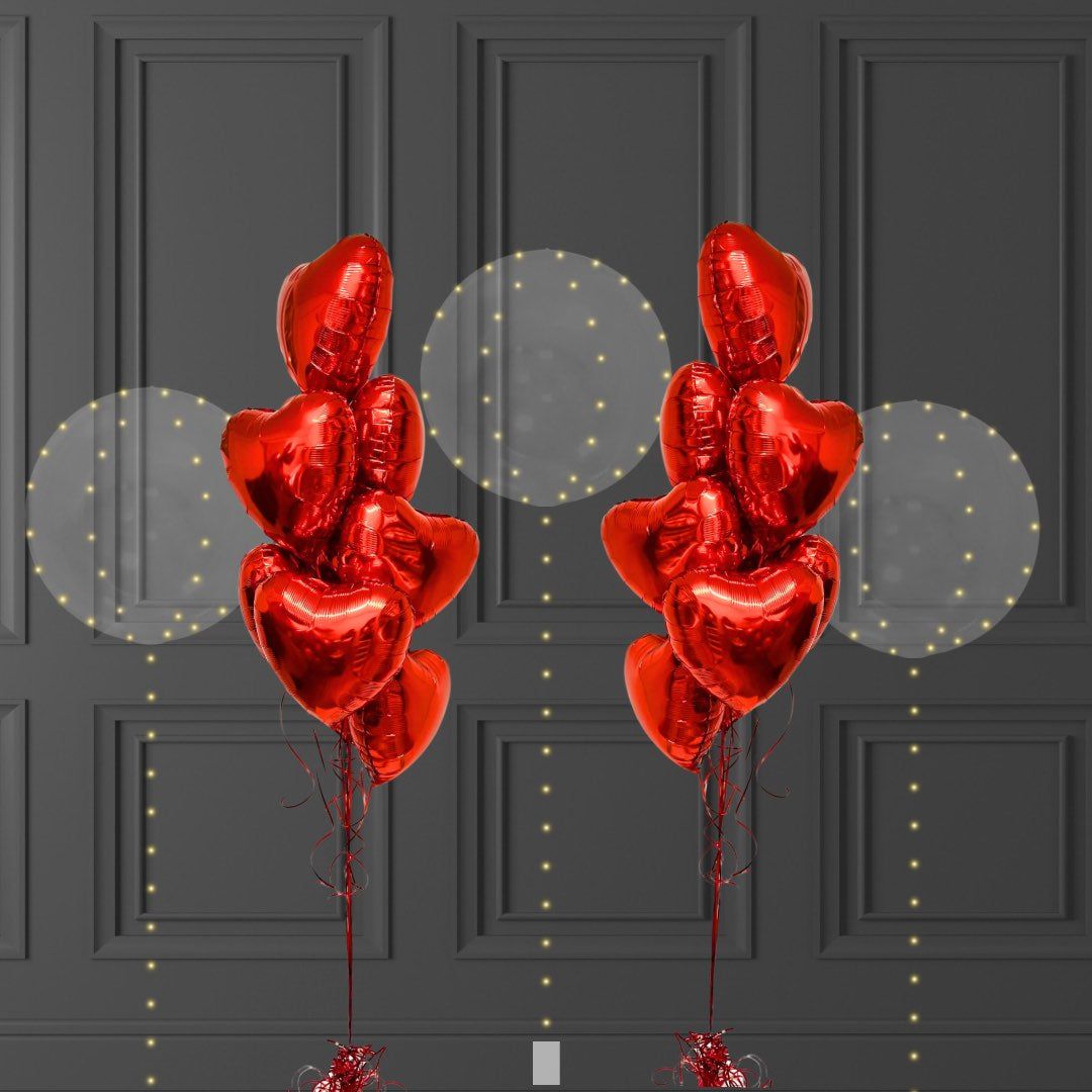 Set Romantique Ballons LED & Bouquets de cœurs