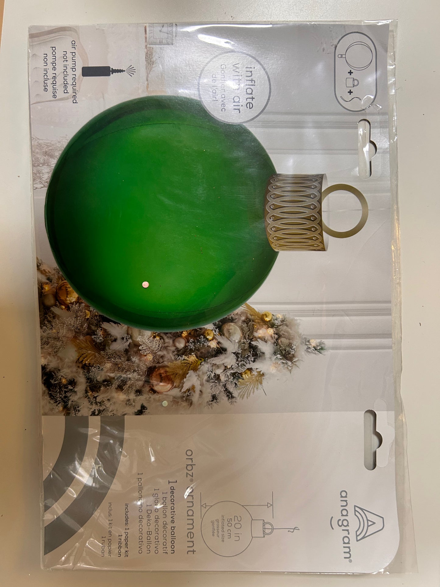 Anagram Christmas Tree Ornament Ball, Green