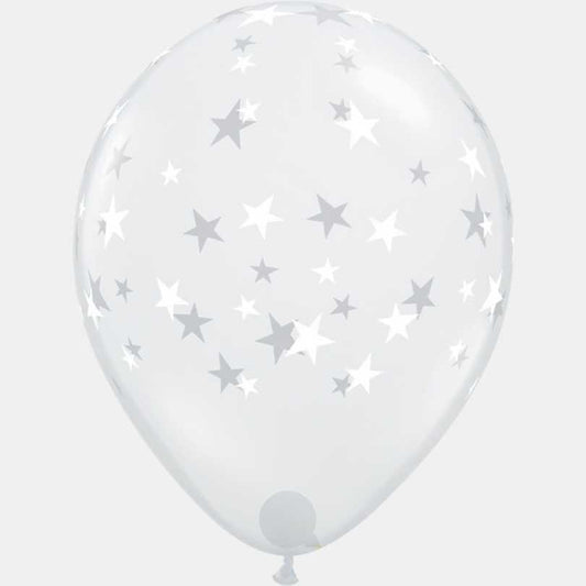 Latex Ballon Contempo Stars White 28 cm