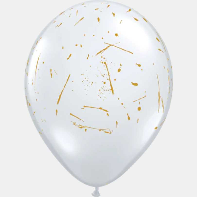 Latex balloon round diamond clear paint splatters 28 cm