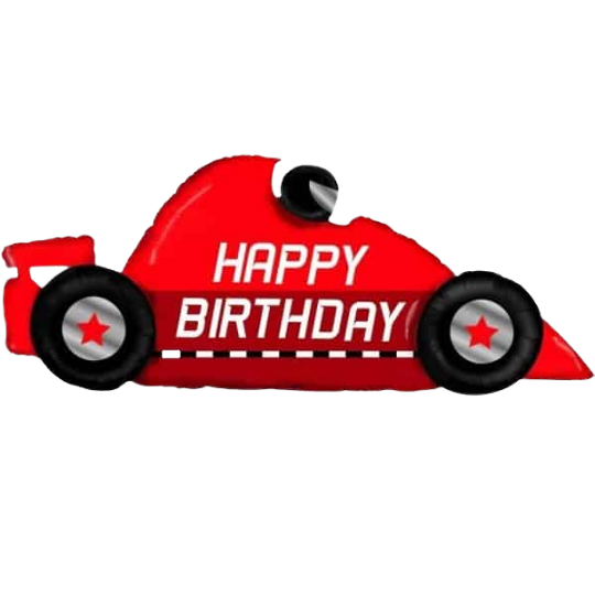 „Happy Birthday“-Helolballon mit Rennauto