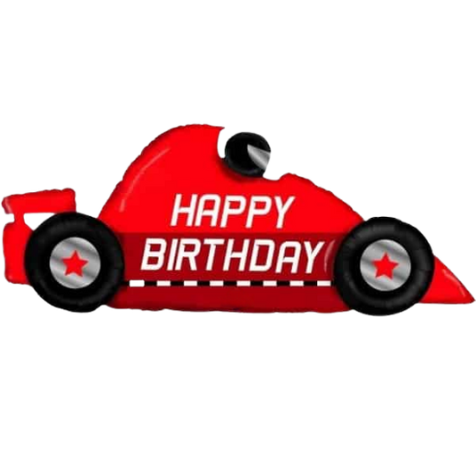 „Happy Birthday“-Helolballon mit Rennauto