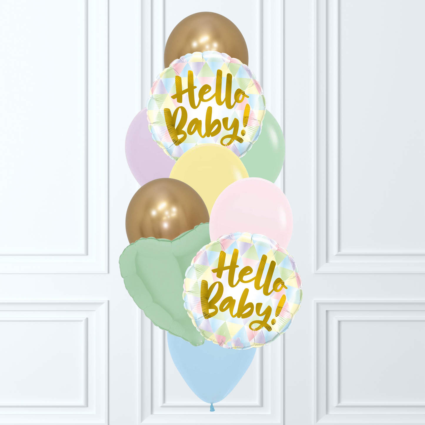 "Hello Baby" Pastel Balloons Bouquet