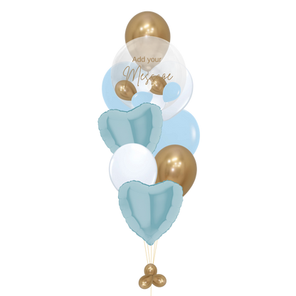 Balloon bouquet with small personalized bubble balloon