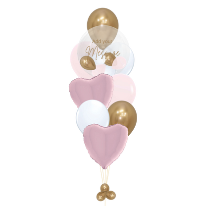 Balloon bouquet with small personalized bubble balloon