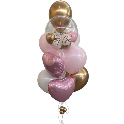 Balloon bouquet with small personalized bubble balloon